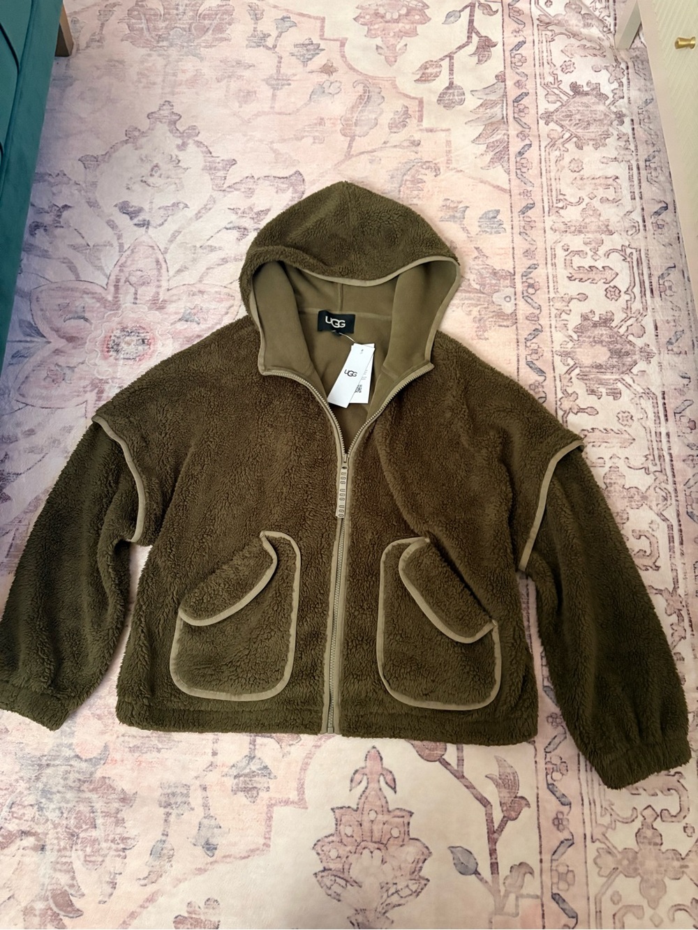 UGG women Olive Green Sherpa Hoodie Jacket